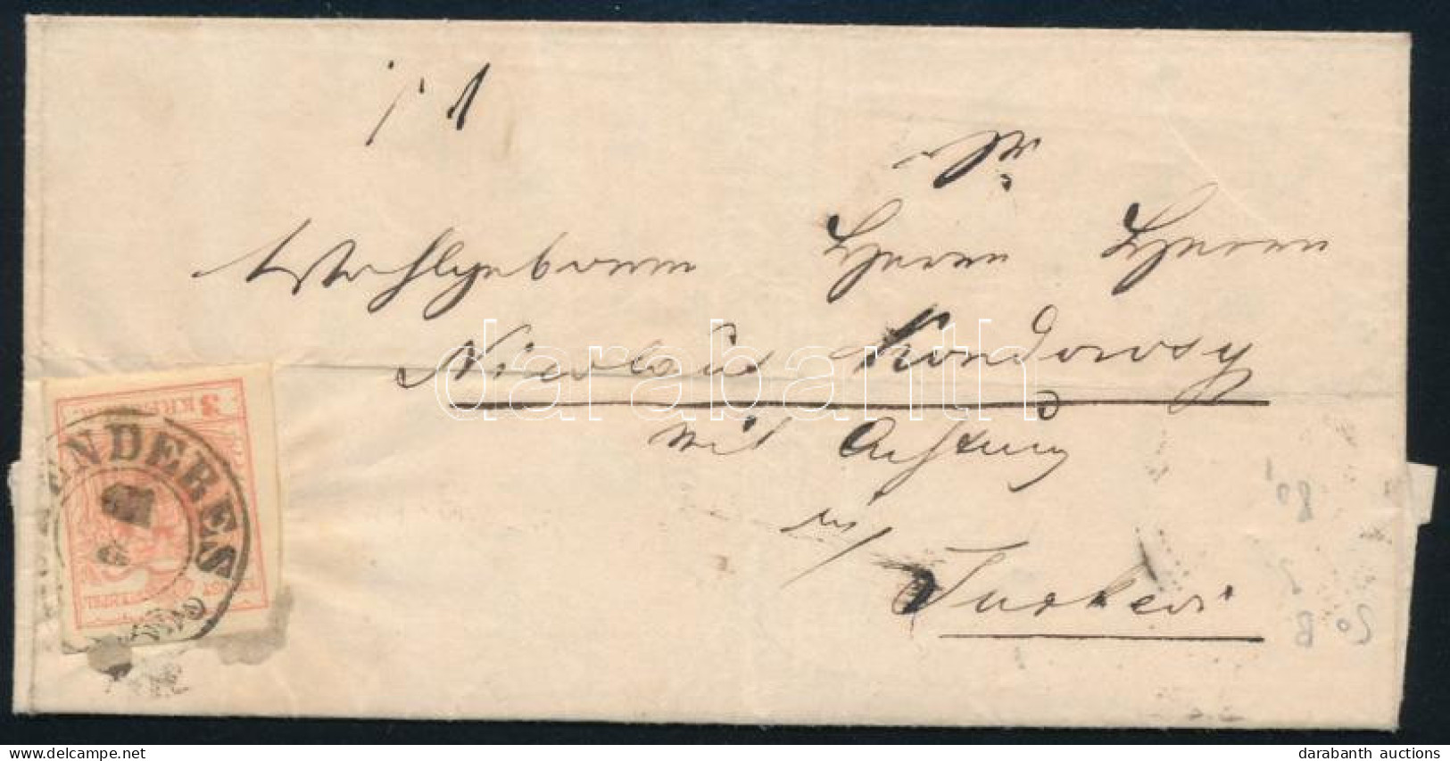 1856 3kr Levélen "KENDERES" - "TURKEVI" - Other & Unclassified