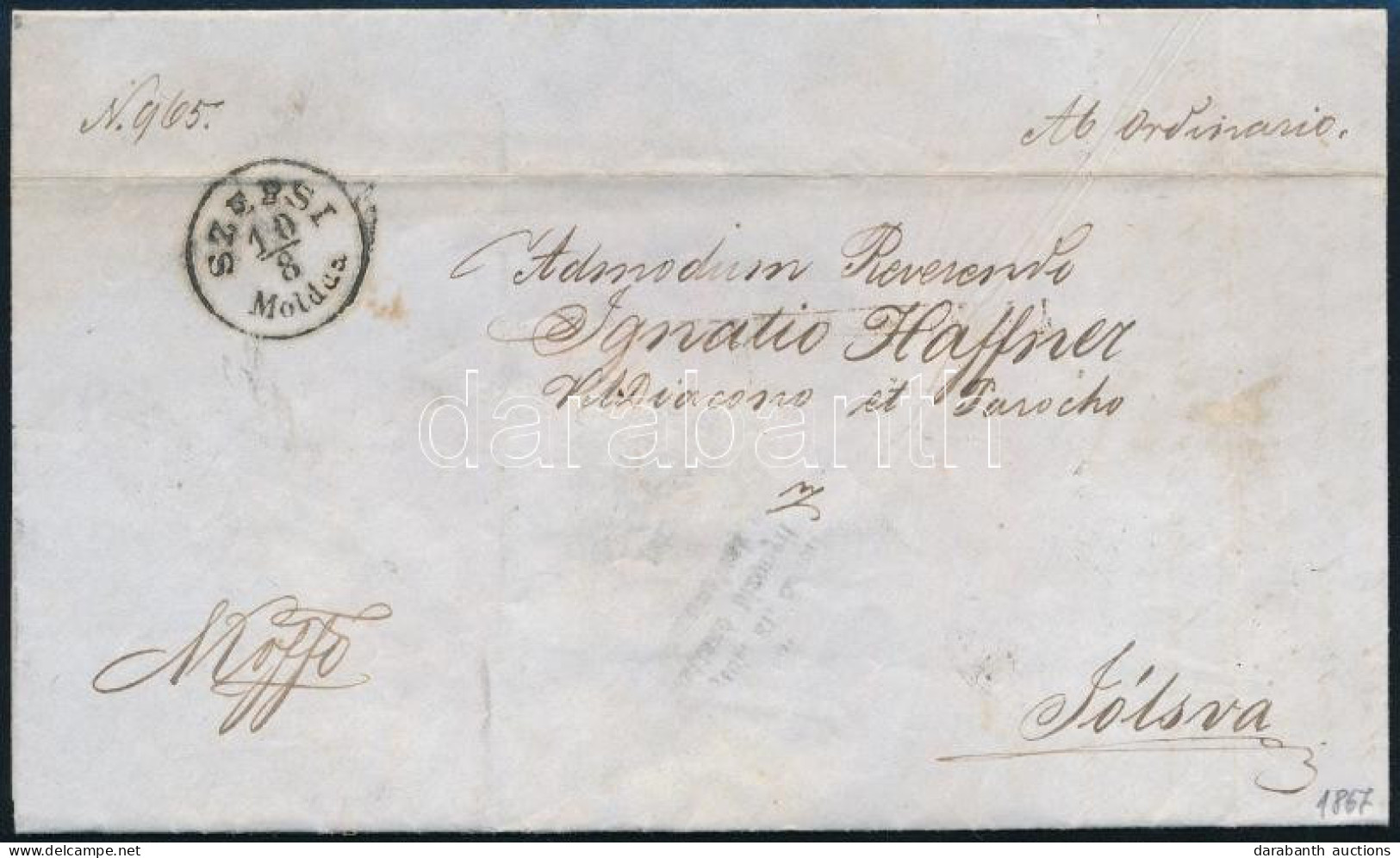 1867 Ex Offo "SZEPSI Moldau" - "ROSENAU" - "TORNALLYA" - Jolsva - Other & Unclassified