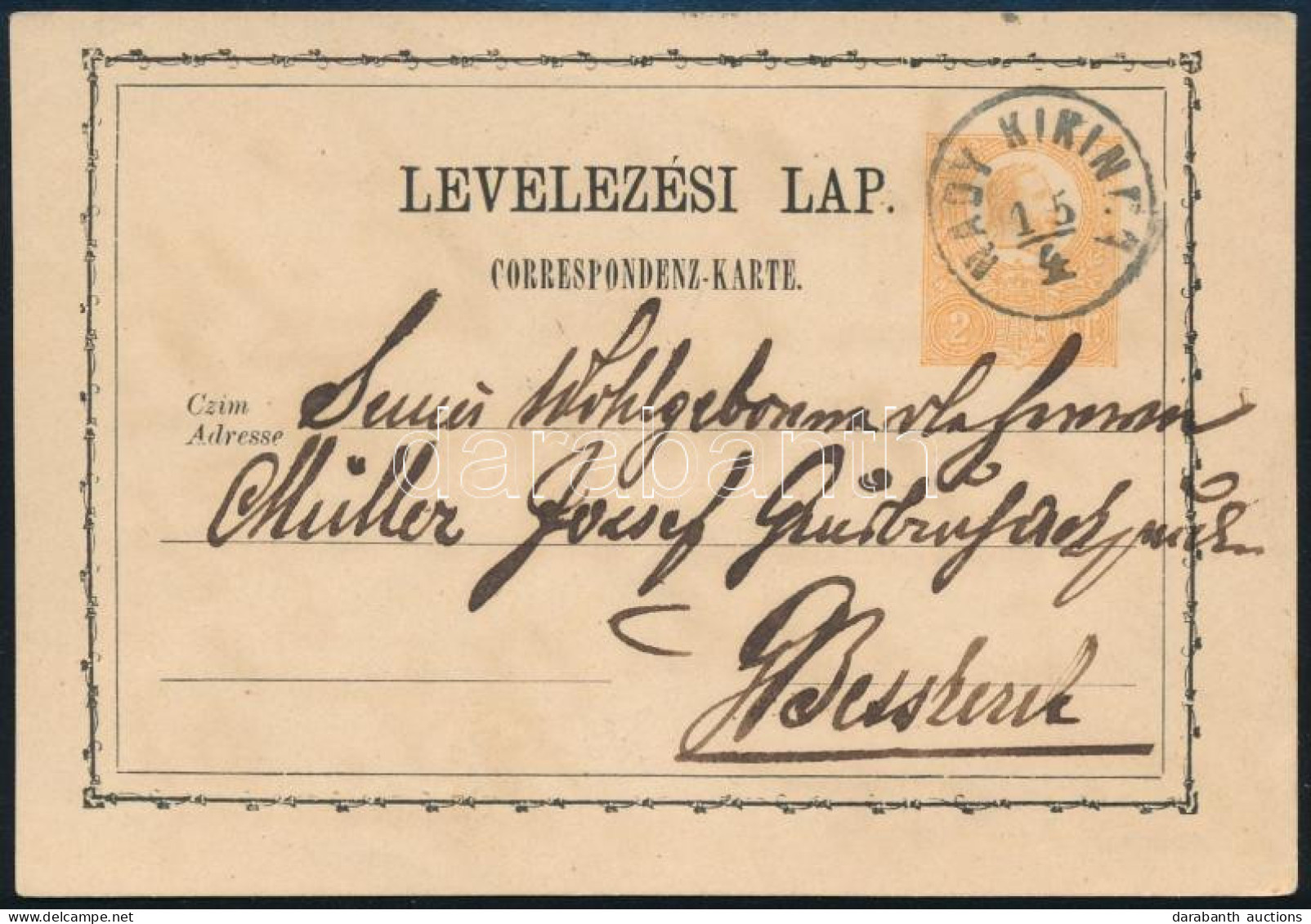 1873 2kr Díjjegyes Levelezőlap "NAGY KIKINDA" - Sonstige & Ohne Zuordnung