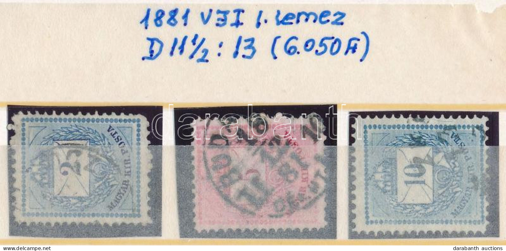 O 1881 3 Db Színesszámú Krajcáros I. Vízjel, I. Lemez D 11 1/2 : 13 Fogazás (6.050) - Other & Unclassified