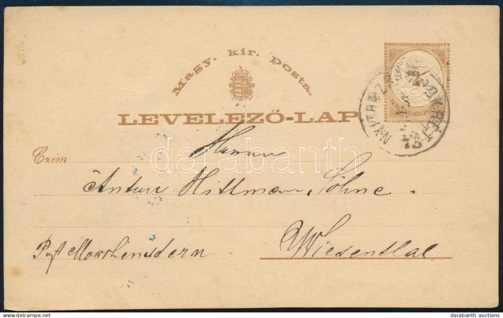 1875 2kr Díjjegyes Levelezőlap "NYITRAZ(SÁMB)OKRÉT" - Other & Unclassified