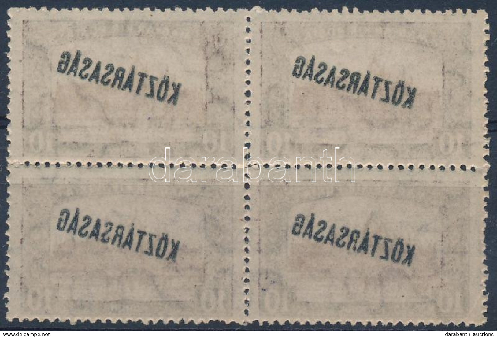 ** 1918 Parlament/Köztársaság 10K Négyestömb Gépszínátnyomattal / Mi 235 Block Of 4 With Machine Offset - Autres & Non Classés