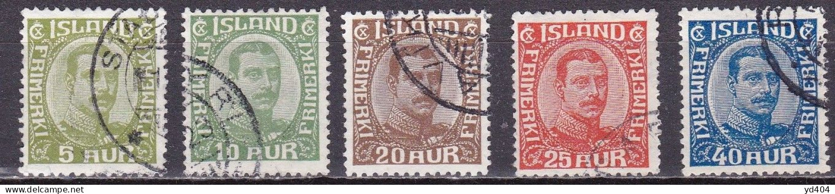 IS016– ISLANDE – ICELAND – 1922 – KING CHRISTIAN X – MI # 99/103 USED 68 € - Oblitérés