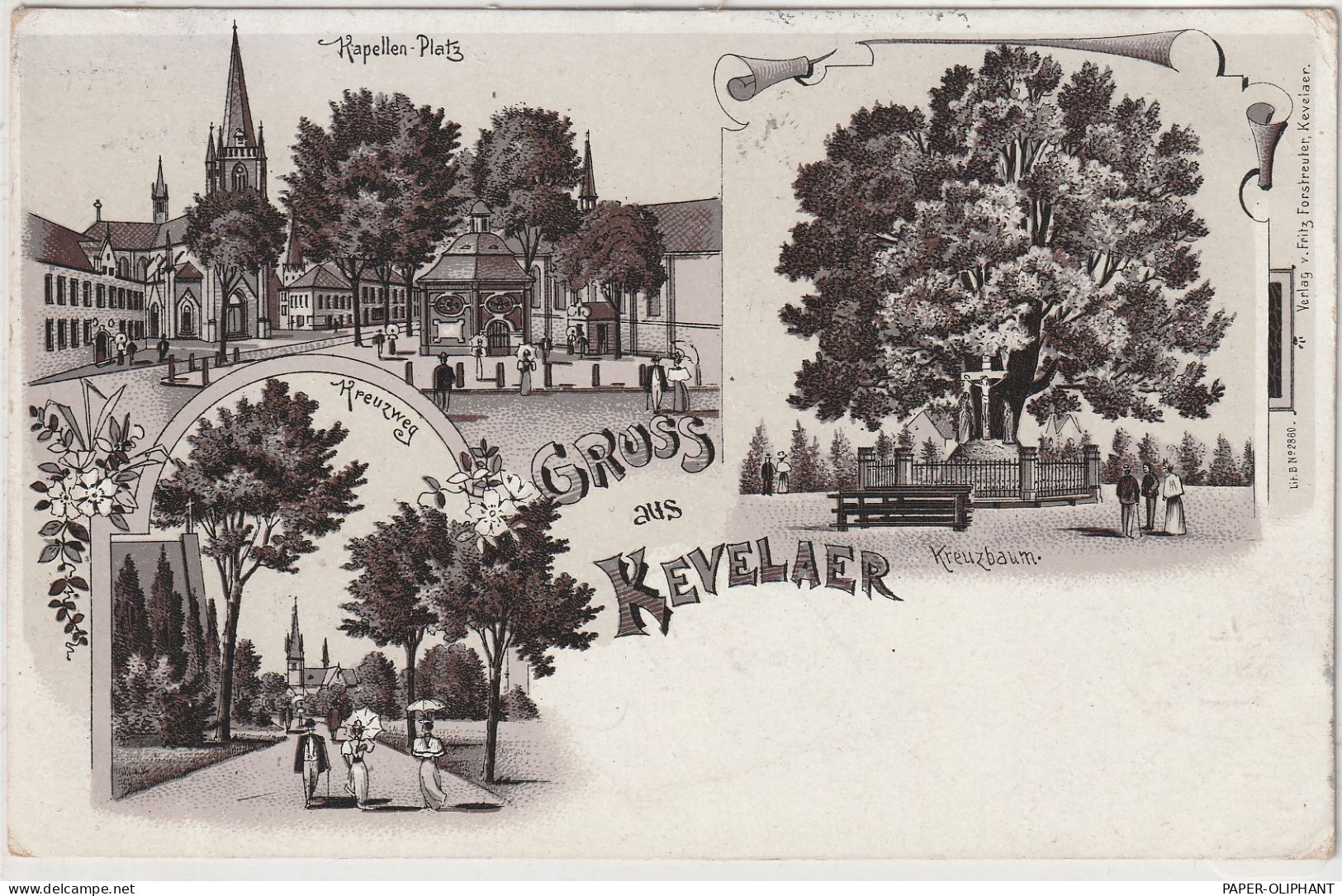 4178 KEVELAER, Lithographie, Kreuzweg, Kapellen Platz, Kreuzbaum - Kevelaer