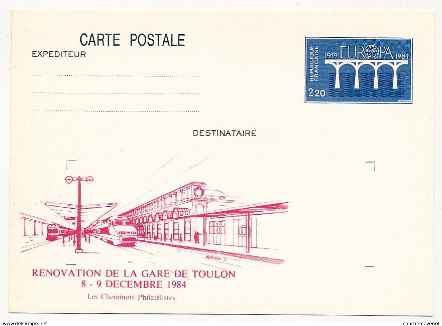 FRANCE - 2 Entiers Repiqués - "Rénovation De La Gare De Toulon" 83 TOULON - 8 Décembre 1984 - Neuves - Eisenbahnen