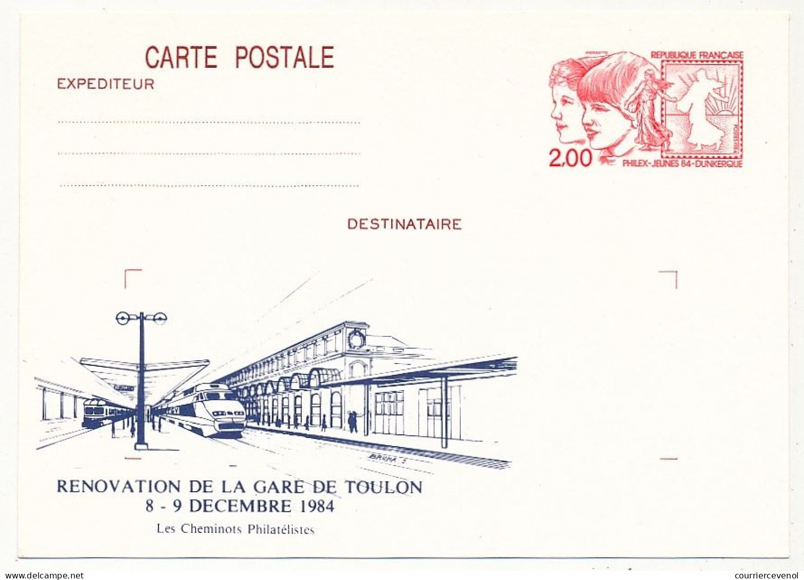 FRANCE - 2 Entiers Repiqués - "Rénovation De La Gare De Toulon" 83 TOULON - 8 Décembre 1984 - Neuves - Trenes