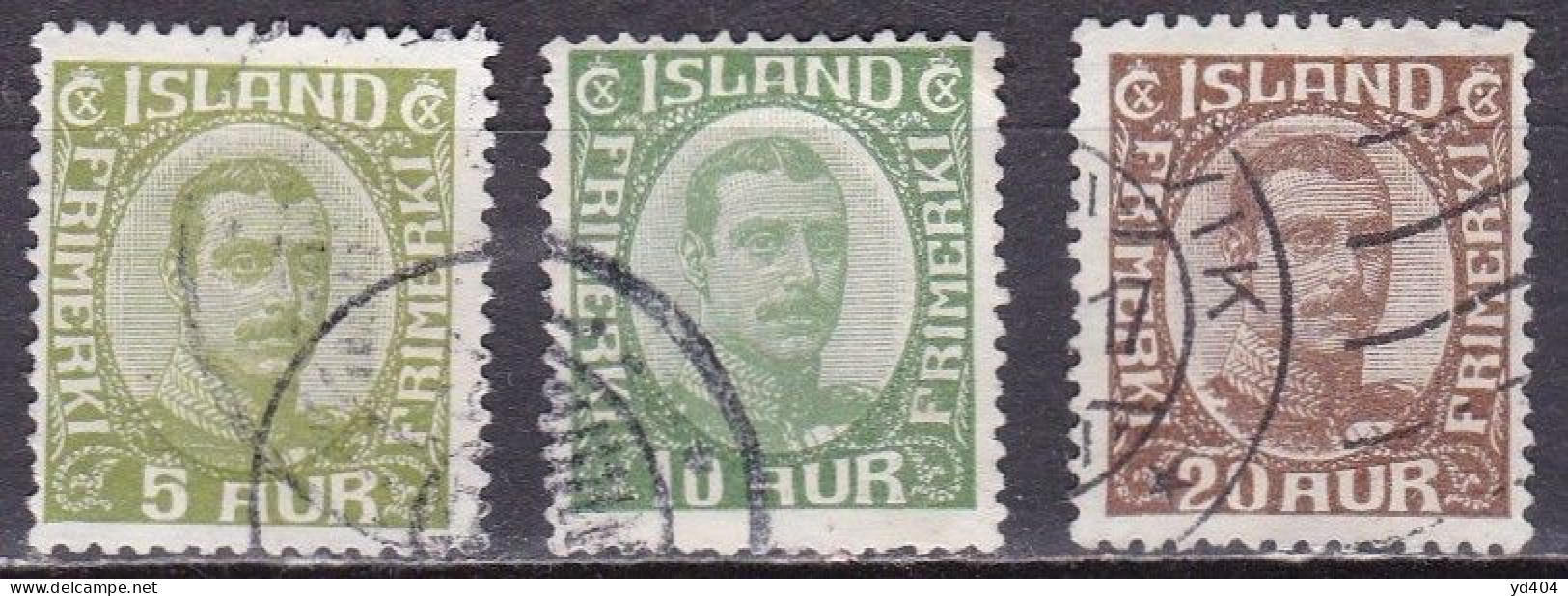 IS016A– ISLANDE – ICELAND – 1922 – KING CHRISTIAN X – MI # 99/101 USED 5,10 € - Usados