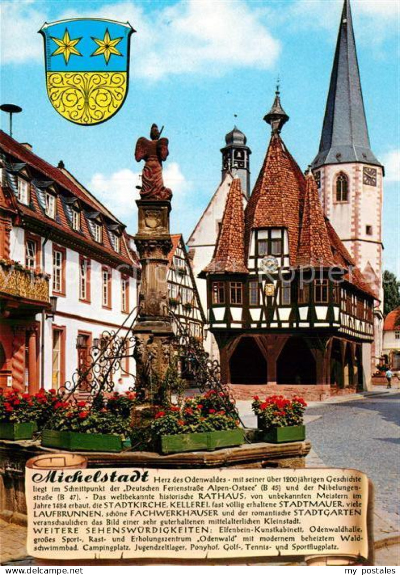 73011076 Michelstadt Rathaus Stadtkirche Brunnen Michelstadt - Michelstadt