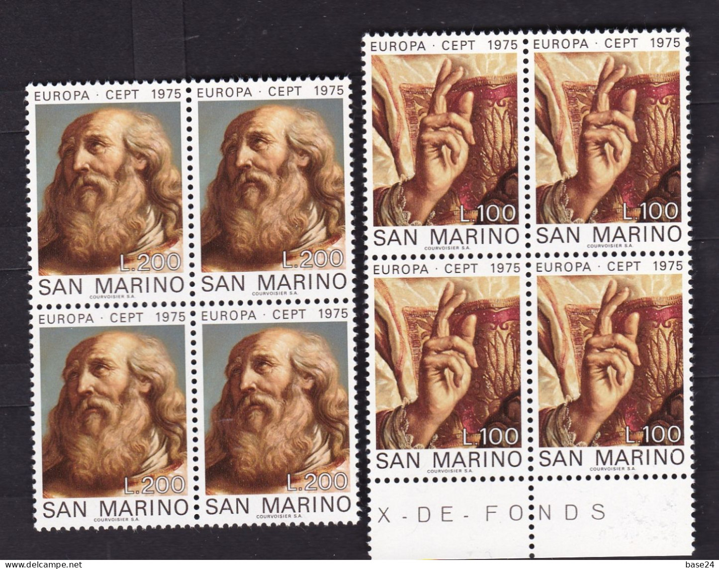 1975 San Marino Saint Marin EUROPA CEPT EUROPE 4 Serie In Quartina MNH** Pittura, Painting Block 4 - 1975