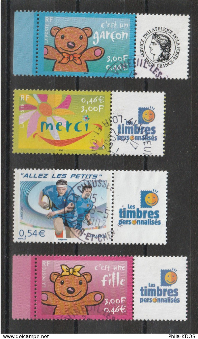 " 4 TIMBRES PERSONNALISES OBLITERES ". Voir Le Scan. A Saisir !!! - Used Stamps