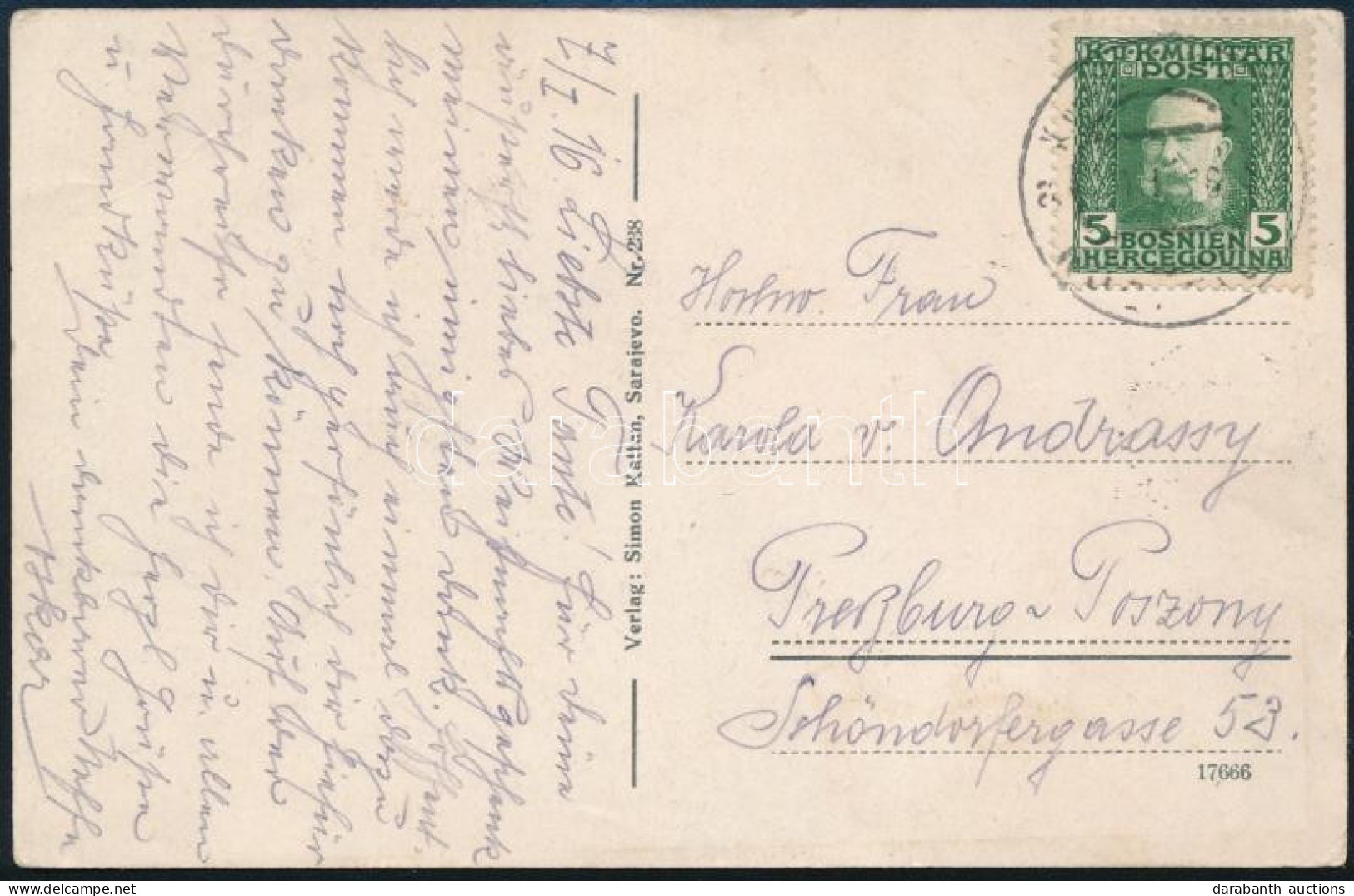 1916 Képeslap 5H Bélyeggel Pozsonyba - Other & Unclassified