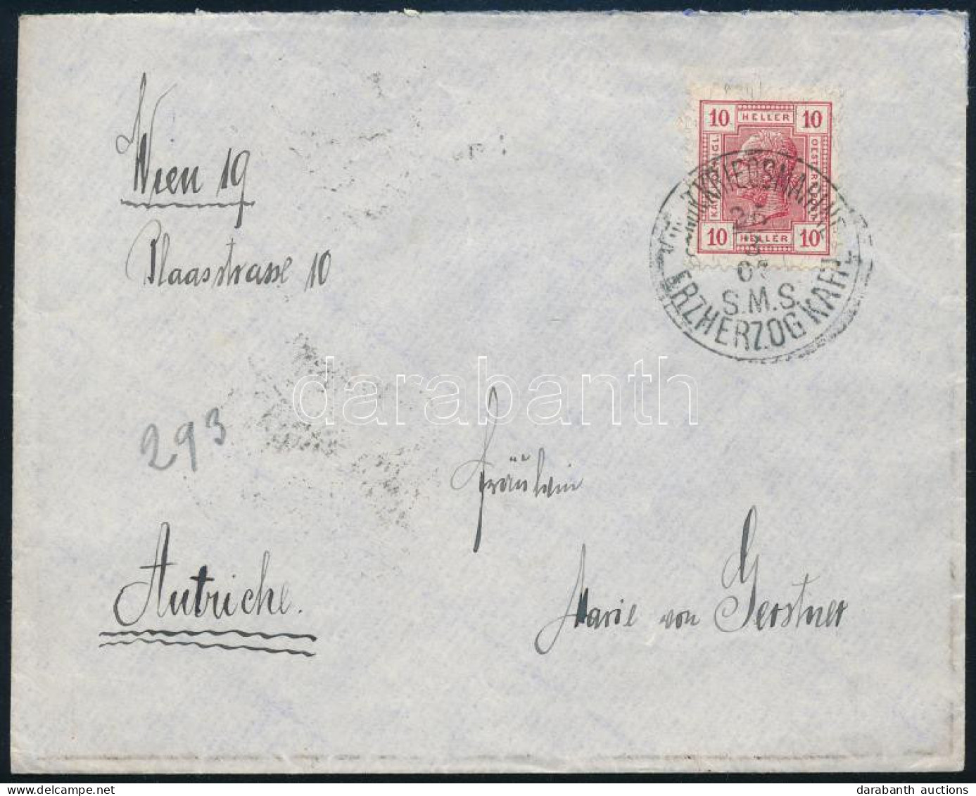 1907 Tábori Posta Levél 10 Heller Bérmentesítéssel "K. Und K. KRIEGSMARINE / S.M.S. ERZHERZOG KARL" - "WIEN" - Otros & Sin Clasificación