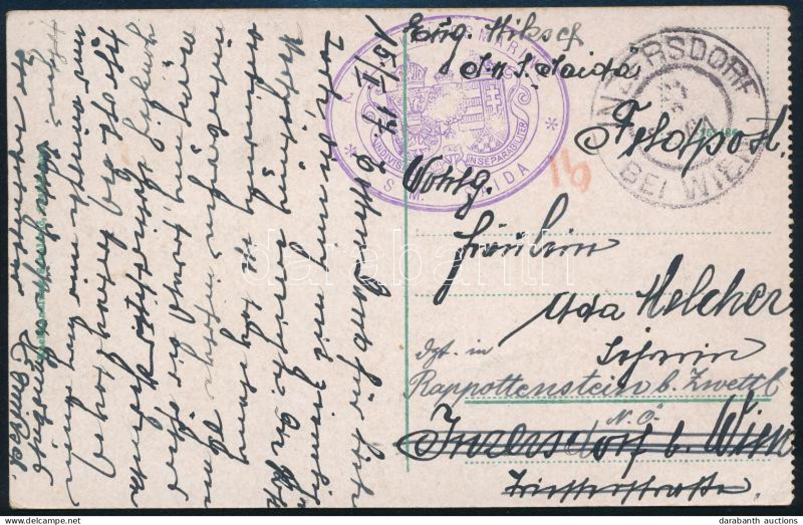 1917 Tábori Posta Képeslap "K.u.K. MARINEFELDPOSTAMT / S.M. SAIDA" - Sonstige & Ohne Zuordnung