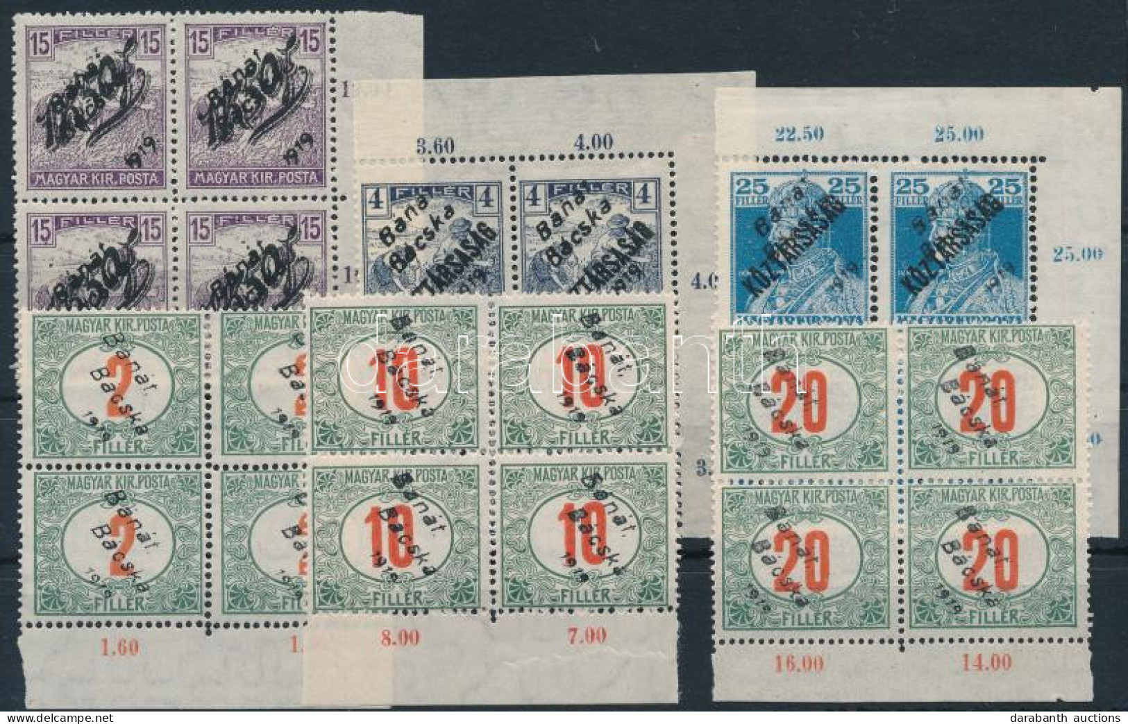 **, * Bánát-Bácska 1919 6 Db összefüggés / 6 Units. Signed: Bodor - Sonstige & Ohne Zuordnung