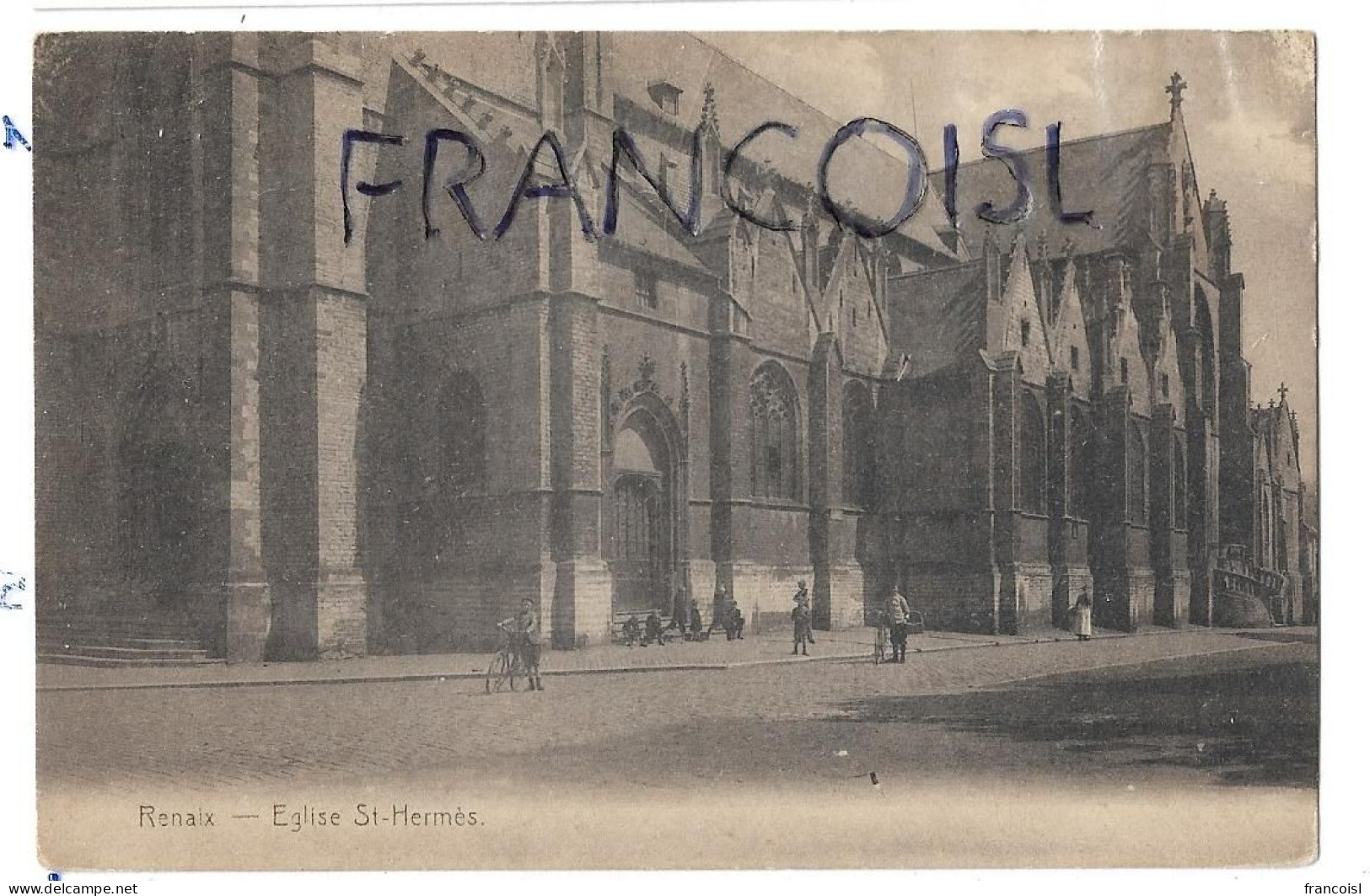 Eglise St-Hermès, Passants, Cyclistes - Ronse