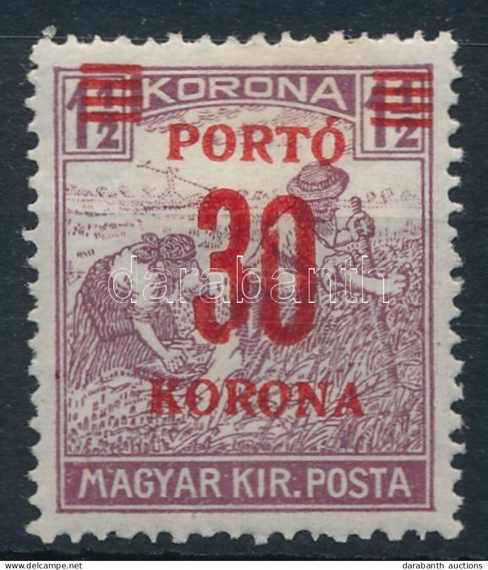 * 1921 Kisegítő Portó 30K Enyhén Fölfelé Tolódott Felülnyomással, Illetve Lemezhiba A 3-asban és A 0-ban - Other & Unclassified