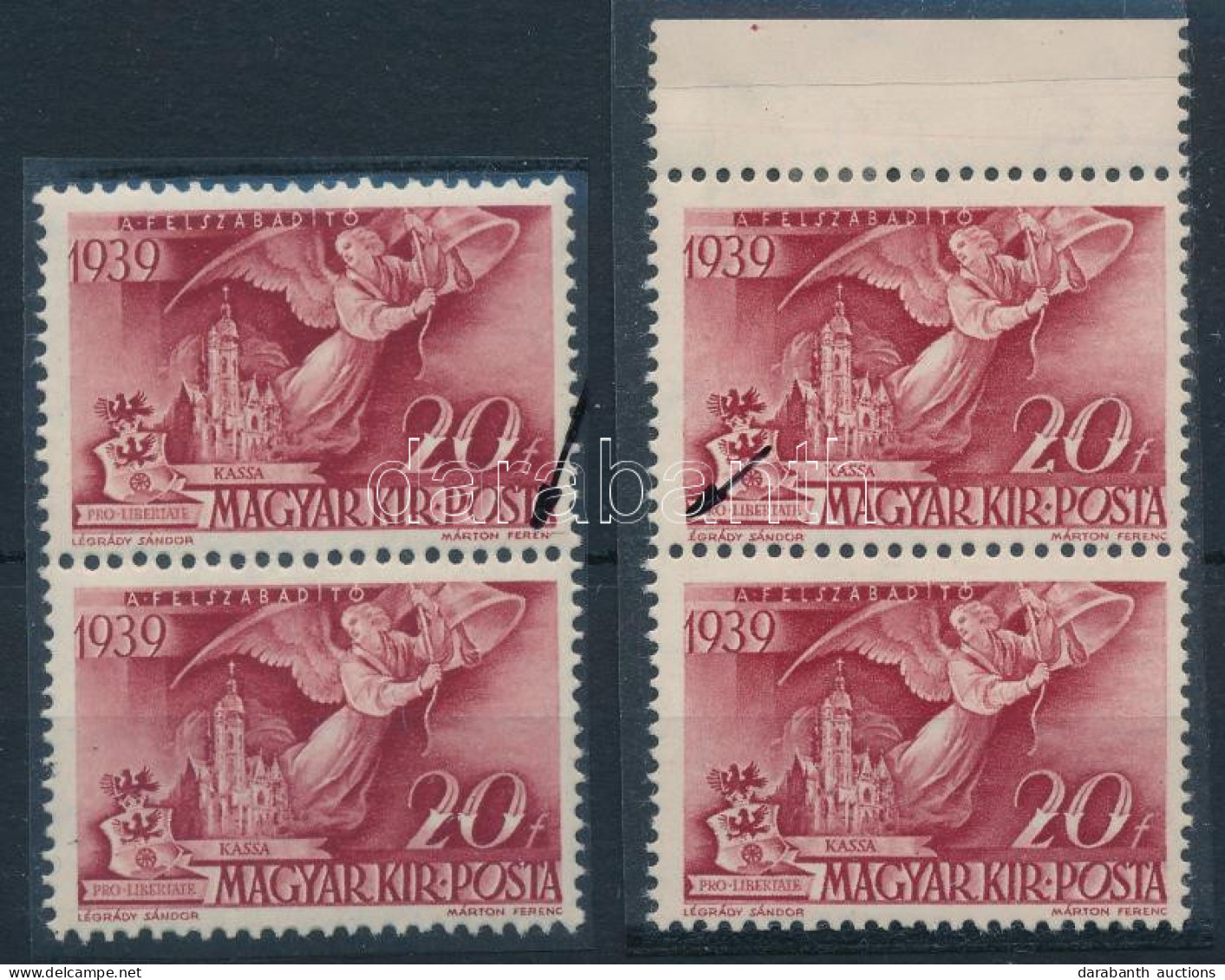 **, * 1940 Kormányzói 20 éves évforduló 2 Db 20f Pár A Kétféle Tévnyomattal / 2 X Mi 628 Pair With Plate Varieties - Sonstige & Ohne Zuordnung