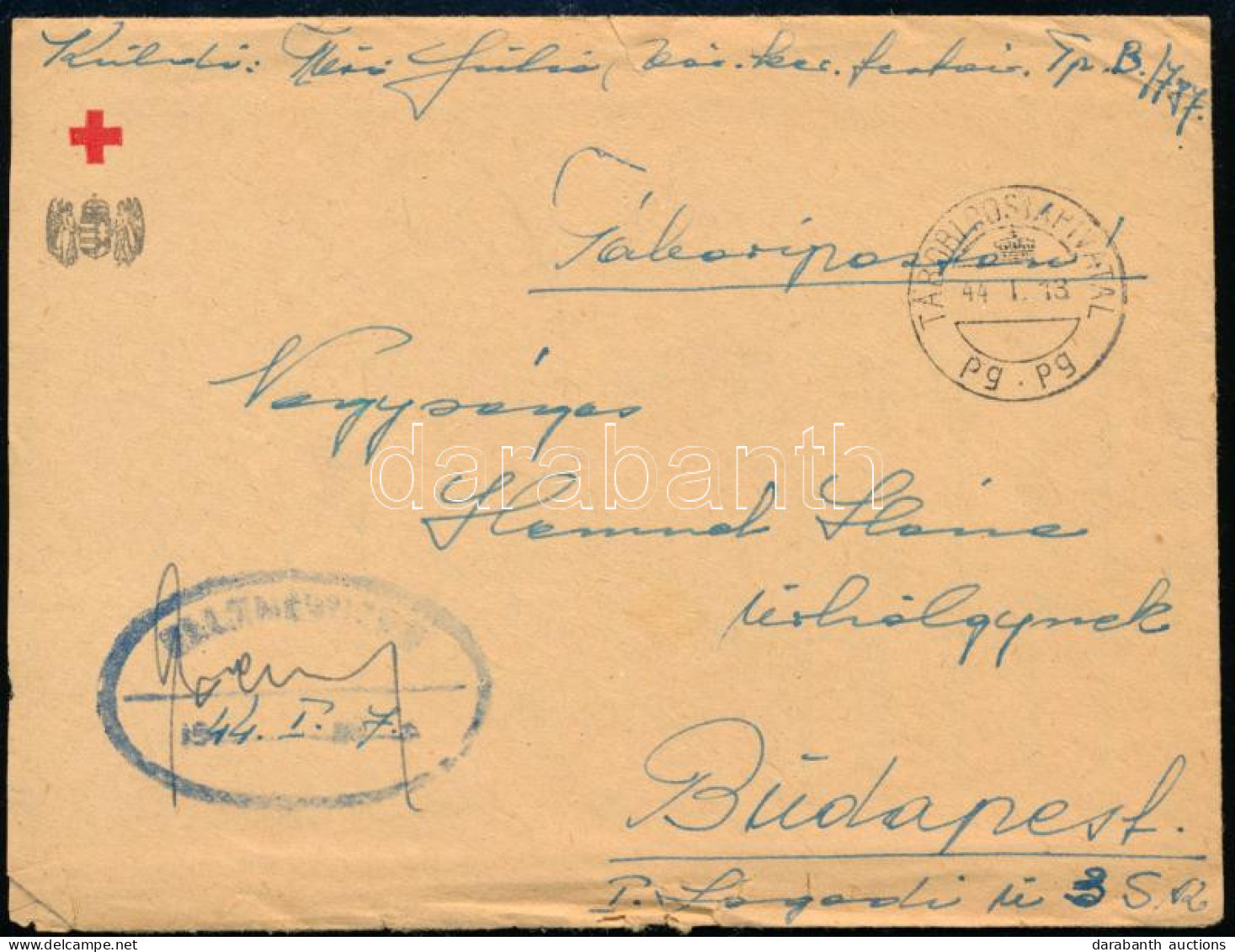 1944 Vöröskereszt Tábori Posta Levél "Ellenőrizve" Bélyegzéssel, Tartalommal - Sonstige & Ohne Zuordnung