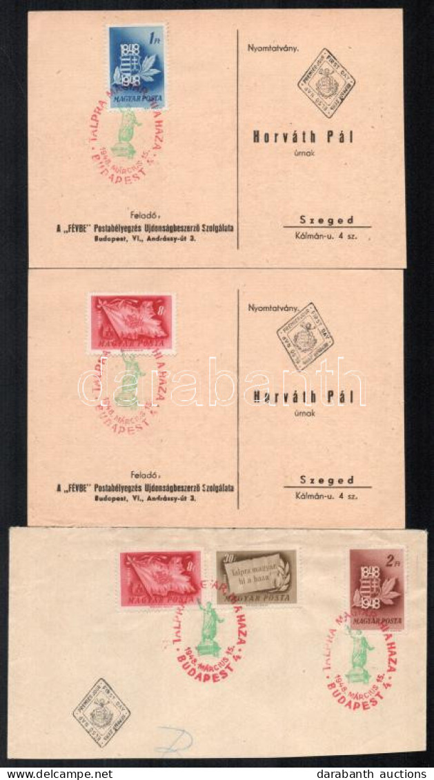 1948 Centenárium Sor 5 Db Bélyege 3 Db FDC-n - Sonstige & Ohne Zuordnung