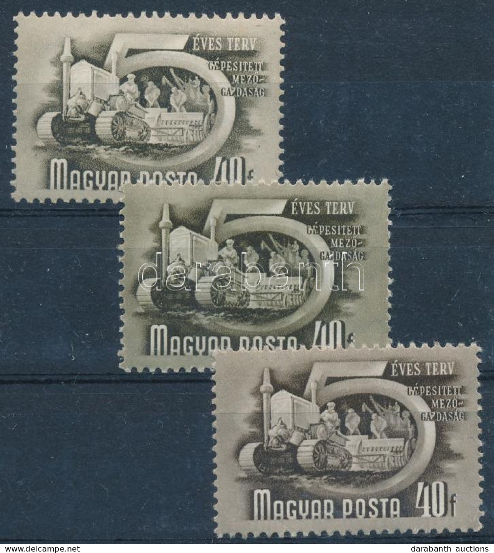 **, * 1950-1953 Ötéves Terv (I.) + (II.) 3 Db 40f Eltérő Színárnyalatban (egy Falcos / One Hinged) - Other & Unclassified