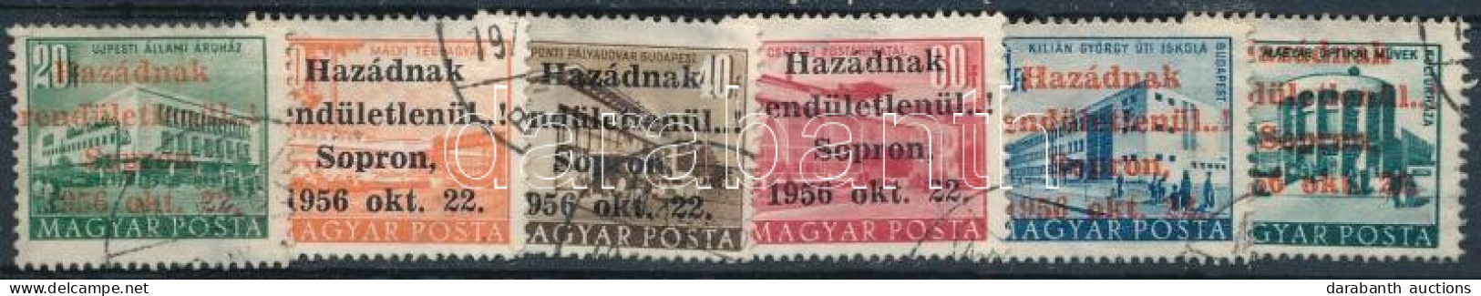 O 1956 Soproni Felülnyomás 6 érték Vizsgálójellel (9.000) - Otros & Sin Clasificación