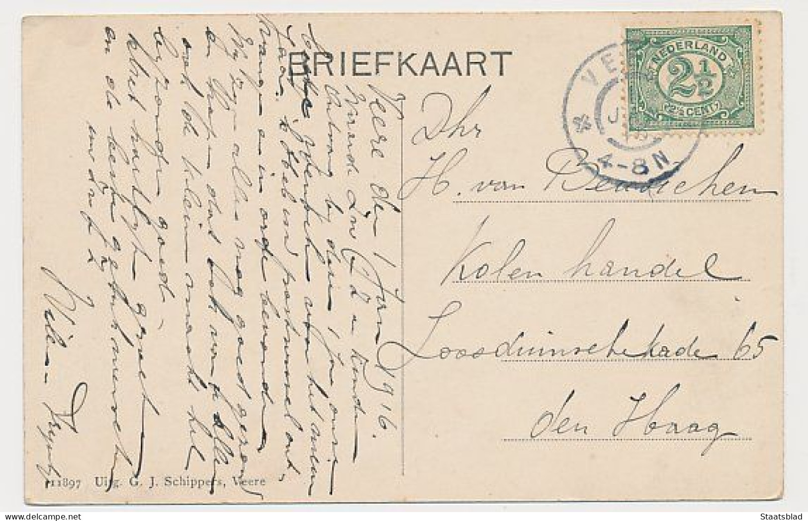 12- Prentbriefkaart Veere 1915 - Kampveersche Toren - Veere