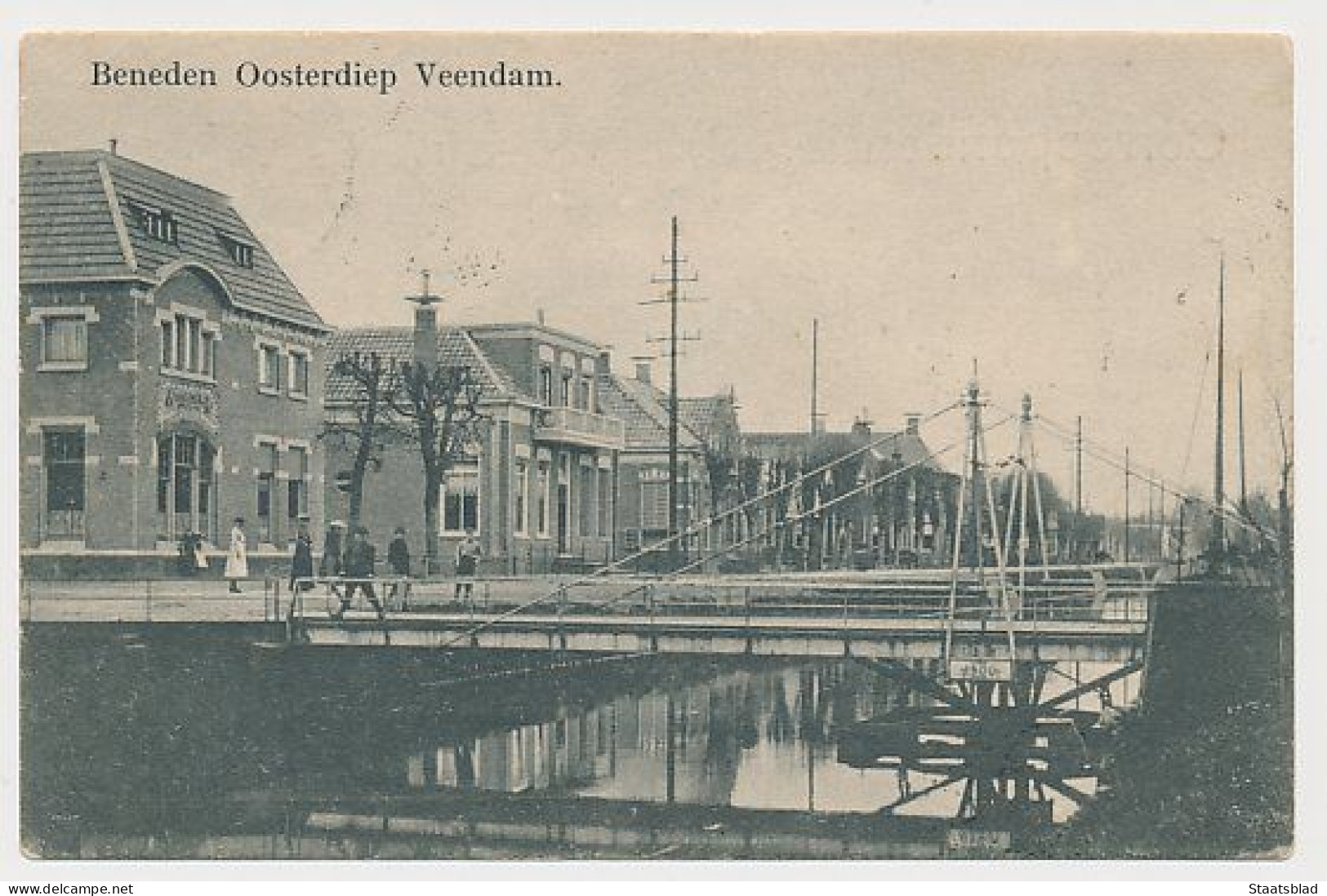 12- Prentbriefkaart Veendam 1906 - Beneden Oosterdiep - Veendam