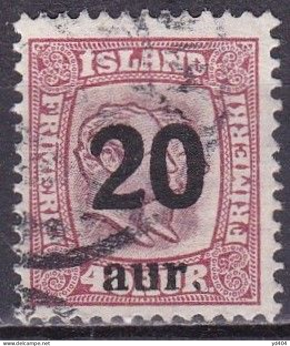 IS017E– ISLANDE – ICELAND – 1921-22 – TWO KINGS OVERP. – SG # 142 USED 22 € - Gebruikt