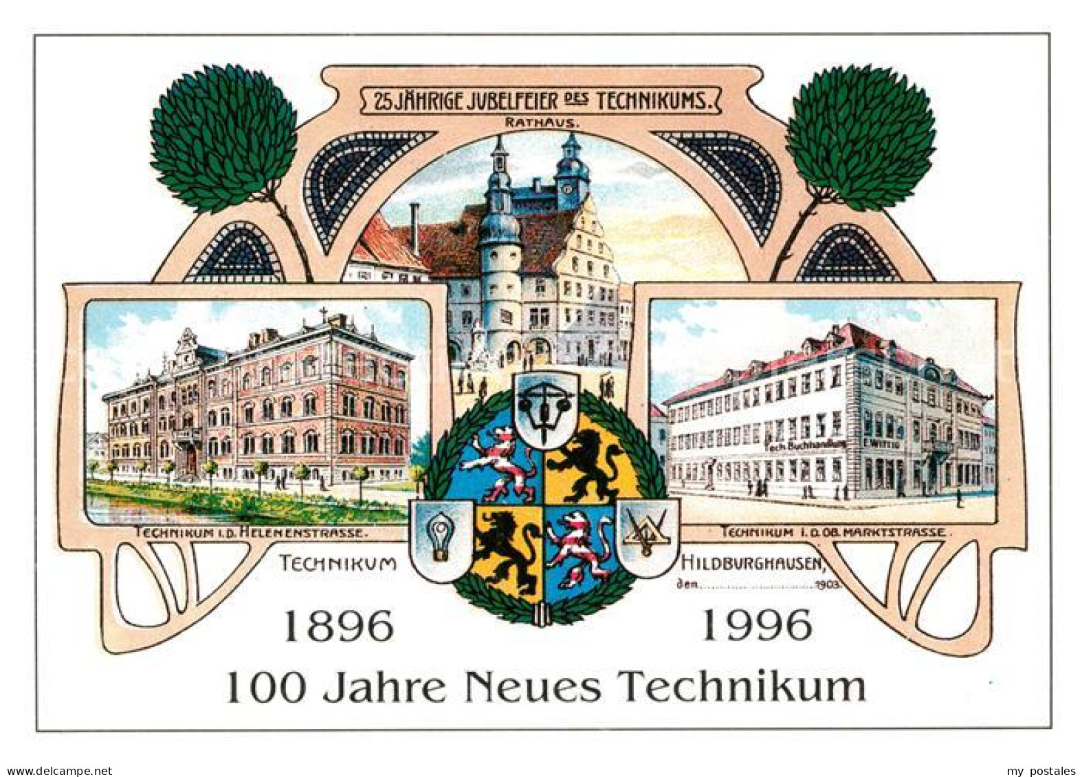 73010093 Hildburghausen Technikum Helenenstr Rathaus Technikum Obere Marktstr Hi - Hildburghausen