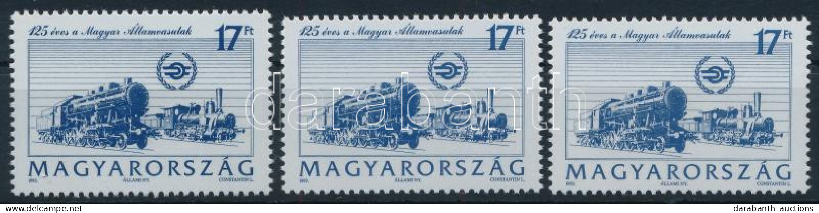 ** 1993 125 éves A Magyar Államvasutak 2 Db Bélyeg 1 Lyuksorral Rövidebbek + Támpéldány (7.000) - Other & Unclassified