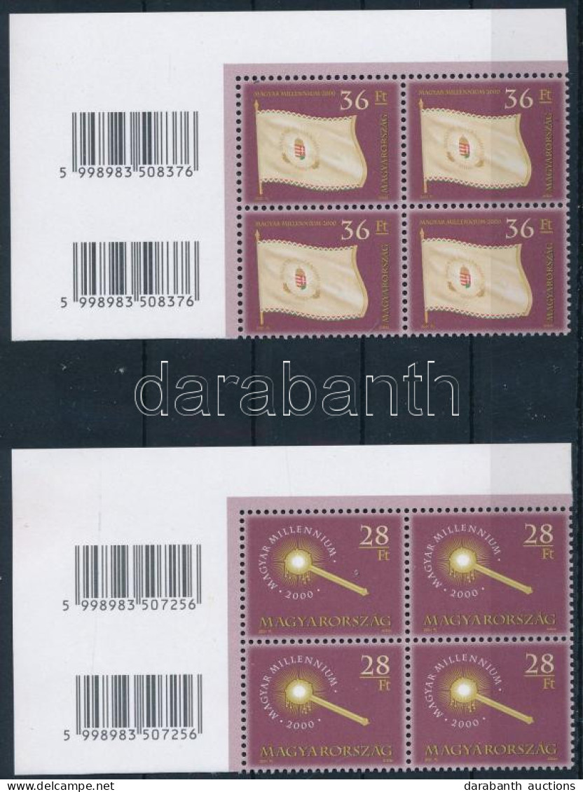 ** 2001 Magyar Millennium (III.) Sor ívsarki Vonalkódos 4-es Tömbökben - Other & Unclassified