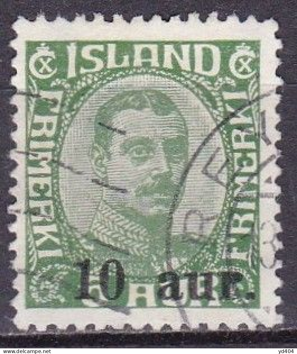 IS017G– ISLANDE – ICELAND – 1922 – KING CHRISTIAN X OVERP. – SG # 139 USED 4 € - Oblitérés