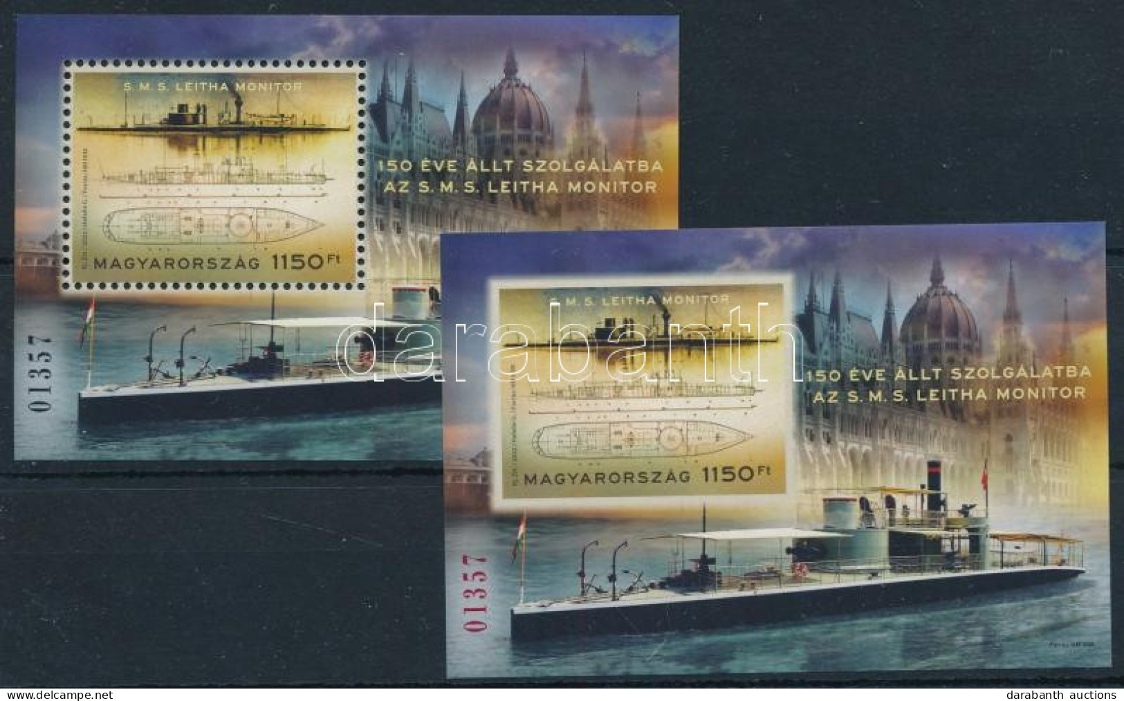 ** 2022 Leitha Monitor Fogazott és Vágott Blokk Azonos Sorszámmal / Perforated And Imperforate Block With Same Number - Other & Unclassified