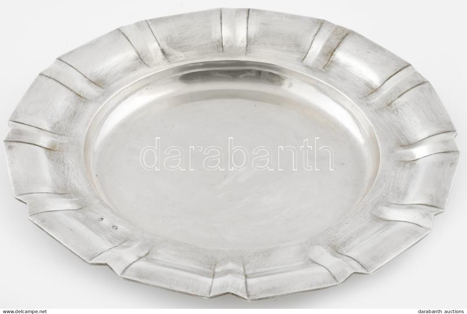 Ezüst (Ag) Art Deco Tálca Jelzett, Dianás Jelzéssel, Mesterjegyes GM 437 G D:29 Cm - Altri & Non Classificati