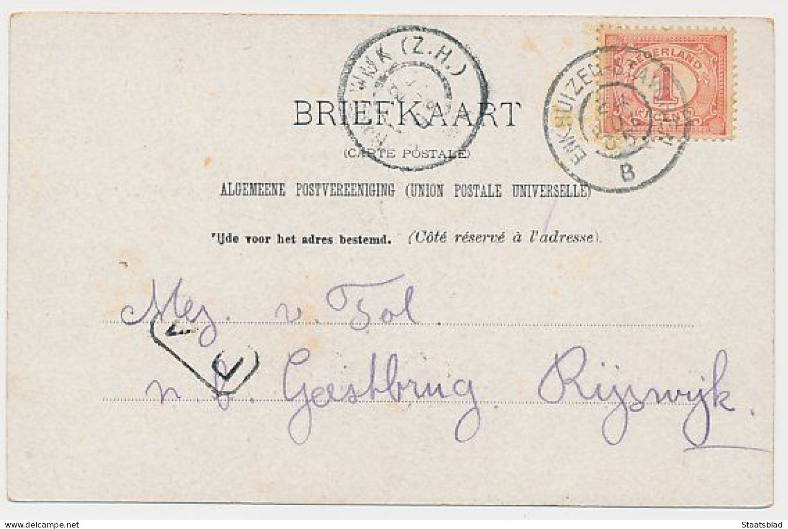 12- Prentbriefkaart Enkhuizen Stavoren 1905 - Veerboot - Grootrondstempel - Enkhuizen