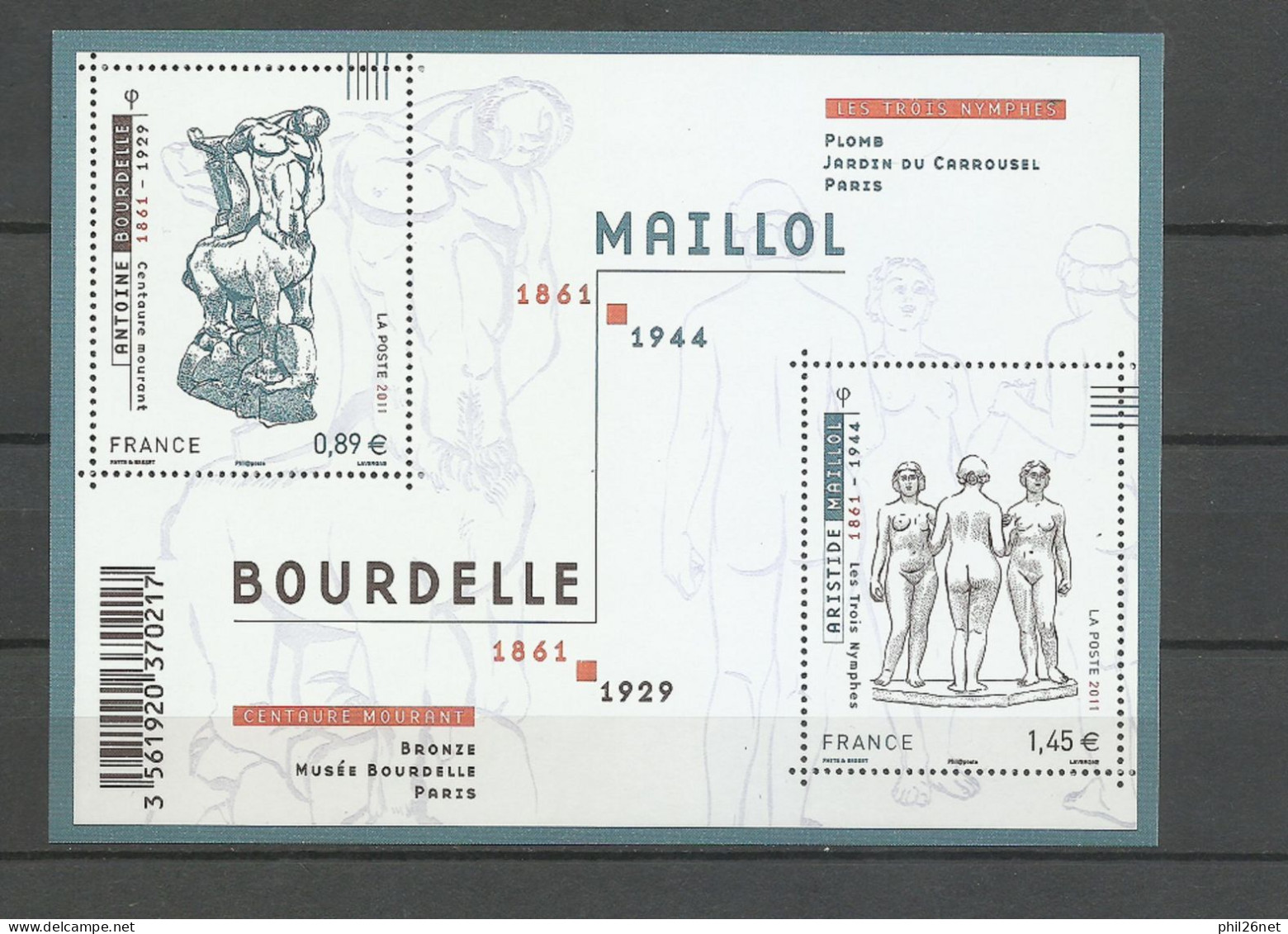 France Feuille F 4626 Sculpteurs Bourdelle Et Et Maillol   Neuf * * TB Jamais Pliée = MNH VF Voir Scan Soldé ! ! ! - Neufs