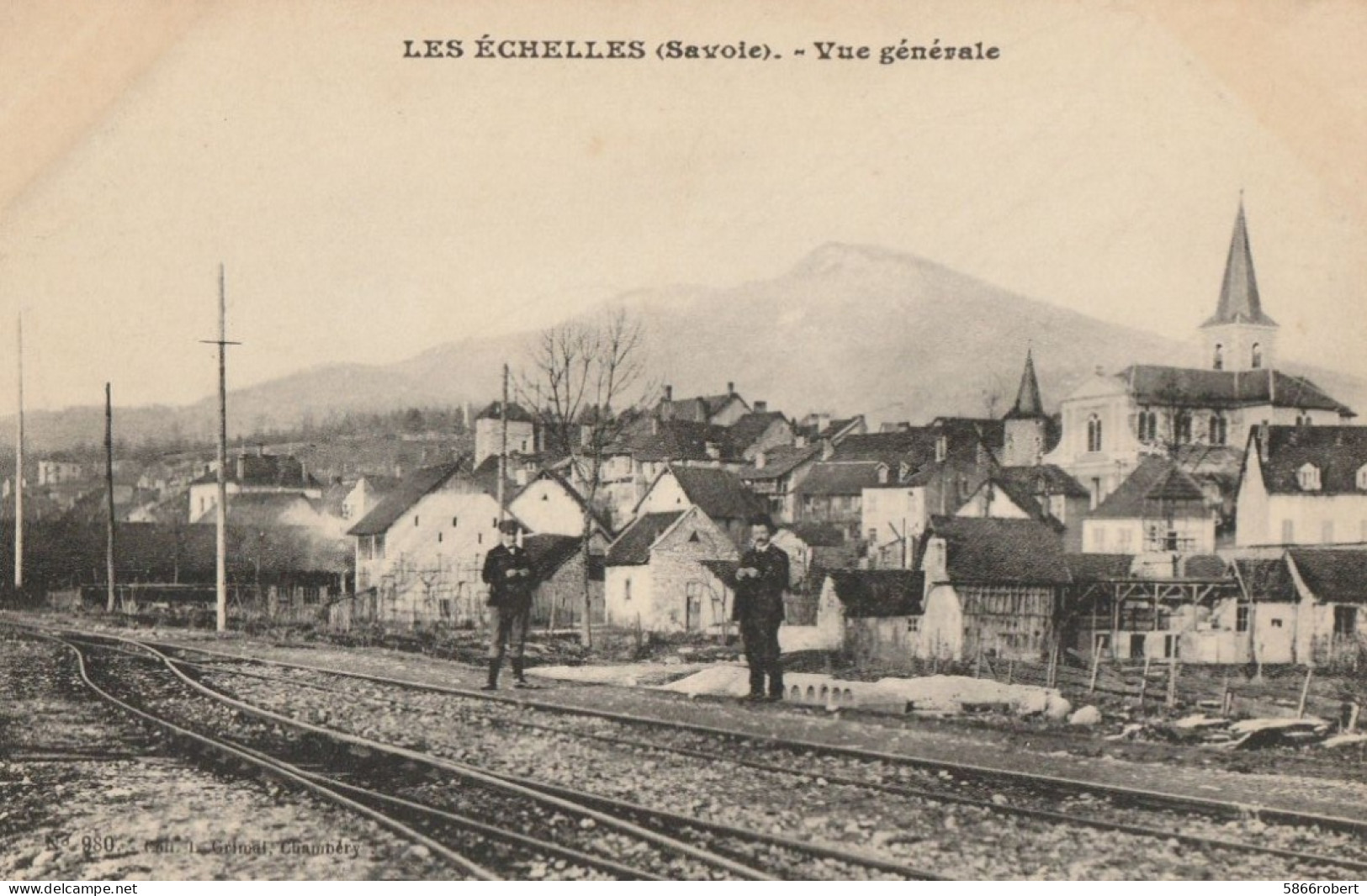 CARTE POSTALE ORIGINALE ANCIENNE : LES ECHELLES VUE GENERALE ANIMEE SAVOIE (73) - Les Echelles