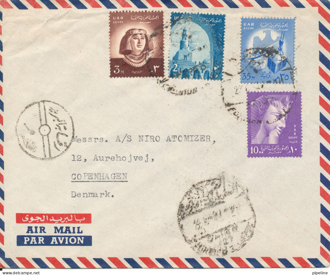 Egypt Air Mail Cover Sent To Denmark With More Topic Stamps - Airmail