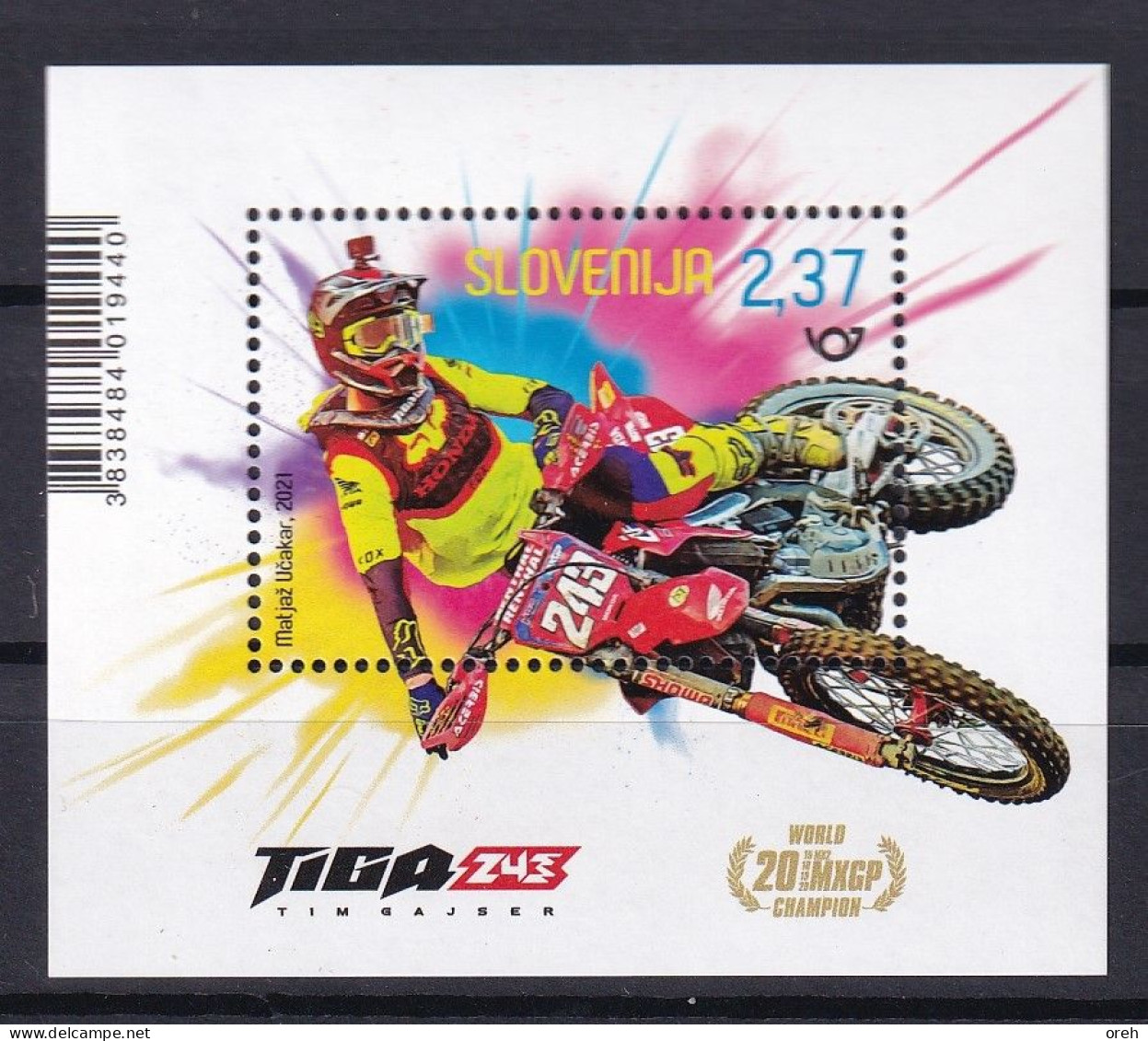 SLOVENIA  2021,SPORT,TIM GAJSER,MOTOCROSS,WORLD CHAMPION,MXGP,BLOCK,MNH - Motorräder