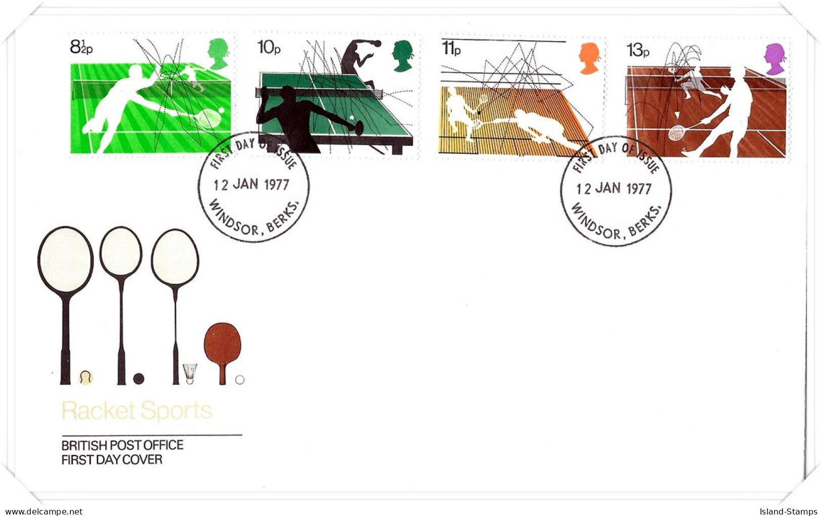 1977 Racket Sports Unaddressed FDC Tt - 1971-1980 Decimal Issues