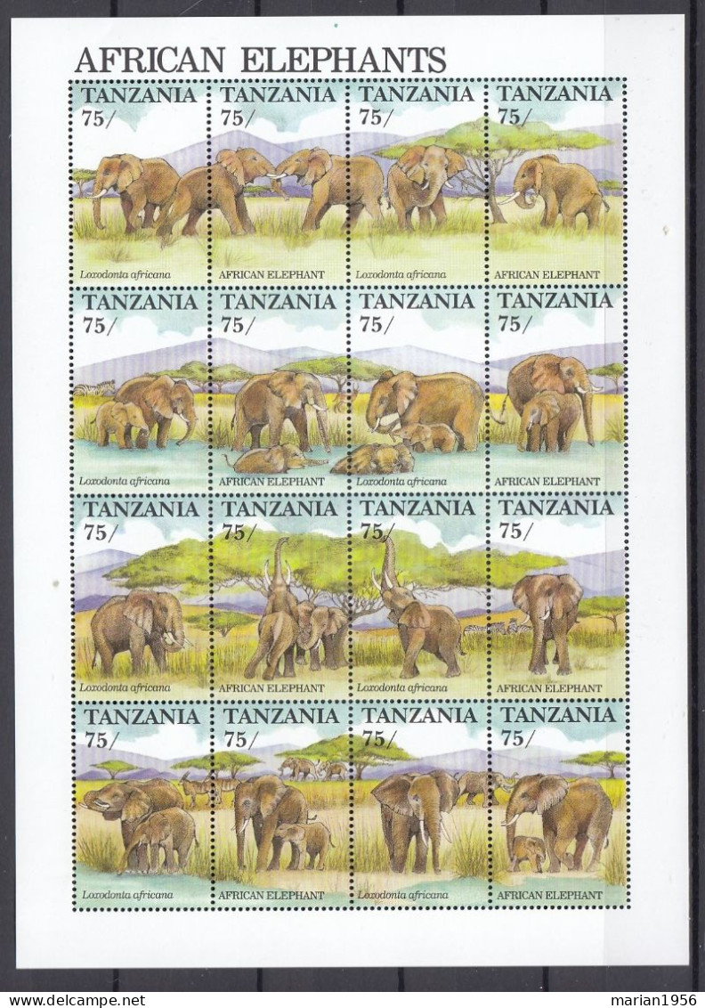Tanzanie 2011 - ELEPHANTS - AFRICAN ELEPHANTS - Bloc 16 Val. Diff.  - MNH - Olifanten