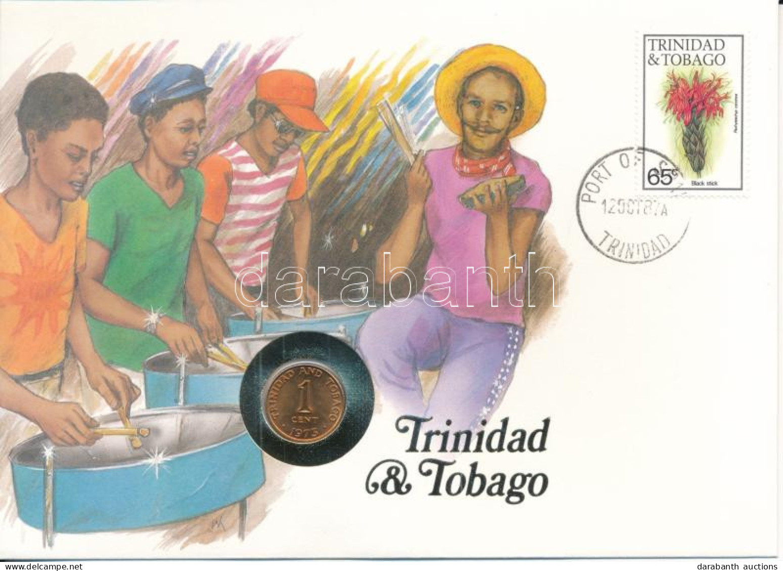 Trinidad és Tobago 1973. 1c Bronz "A Függetlenség 10. évfordulójára" érme Felbélyegzett Borítékban, Bélyegzéssel T:AU Tr - Ohne Zuordnung