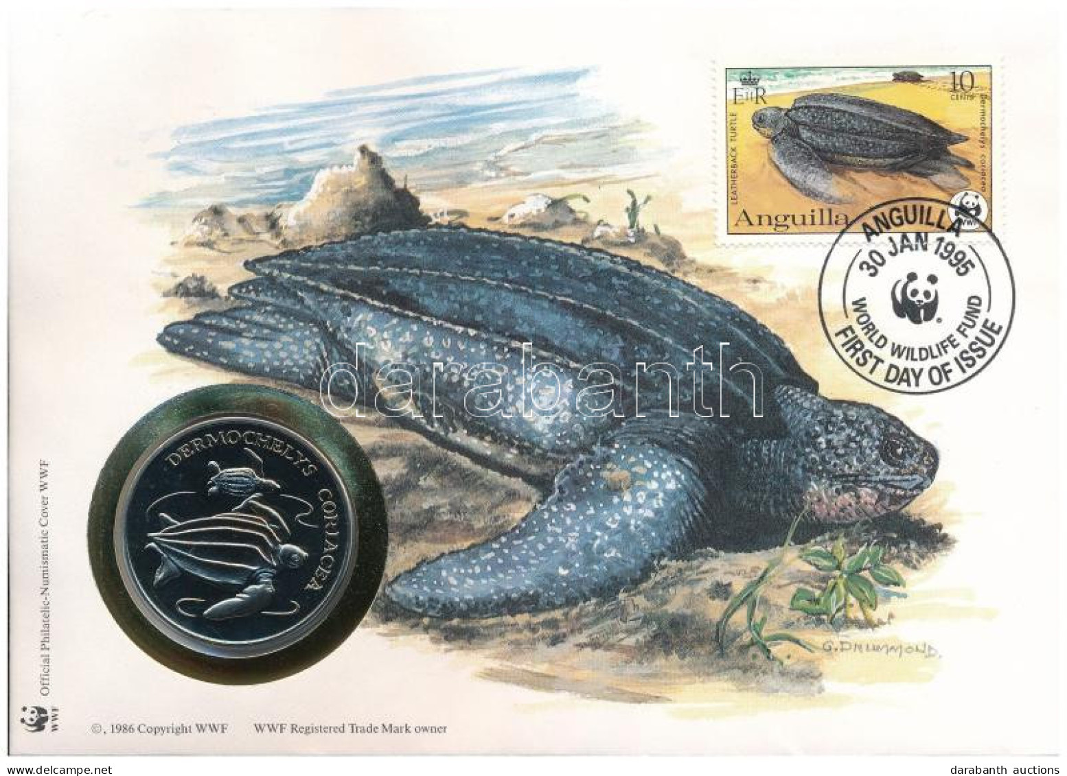 Anguilla DN (1991) "A Világ Vadvédelmi Alap (WWF) 30. évfordulója - Dermochelys Coriacea (Kérgesteknős)" Kétoldalas Fém  - Ohne Zuordnung