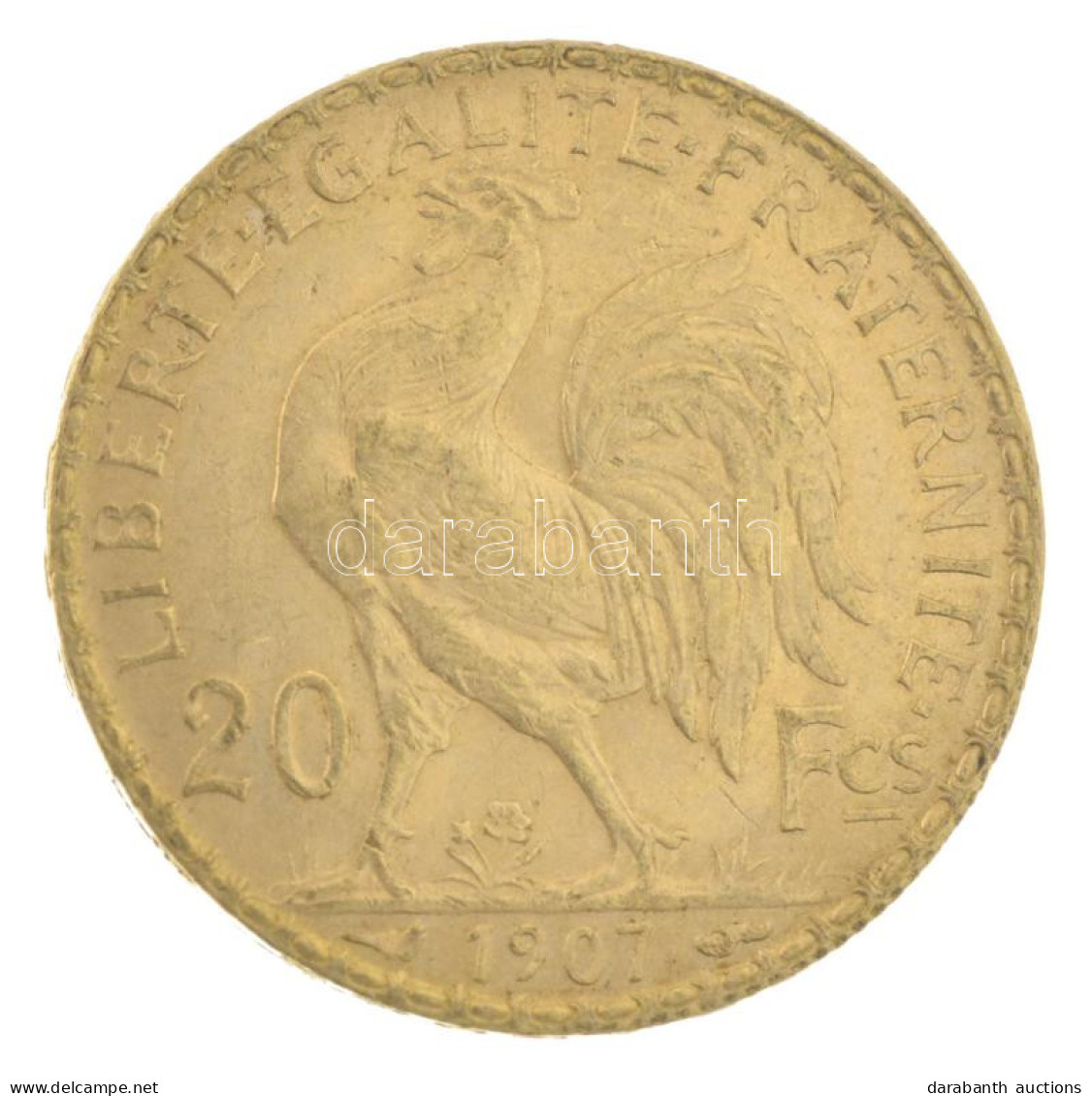 Franciaország 1907. 20Fr Au (6,48g/0.900) T:AU / France 1907. 20 Francs Au (6,48g/0.900) C:AU Krause KM#857 - Unclassified