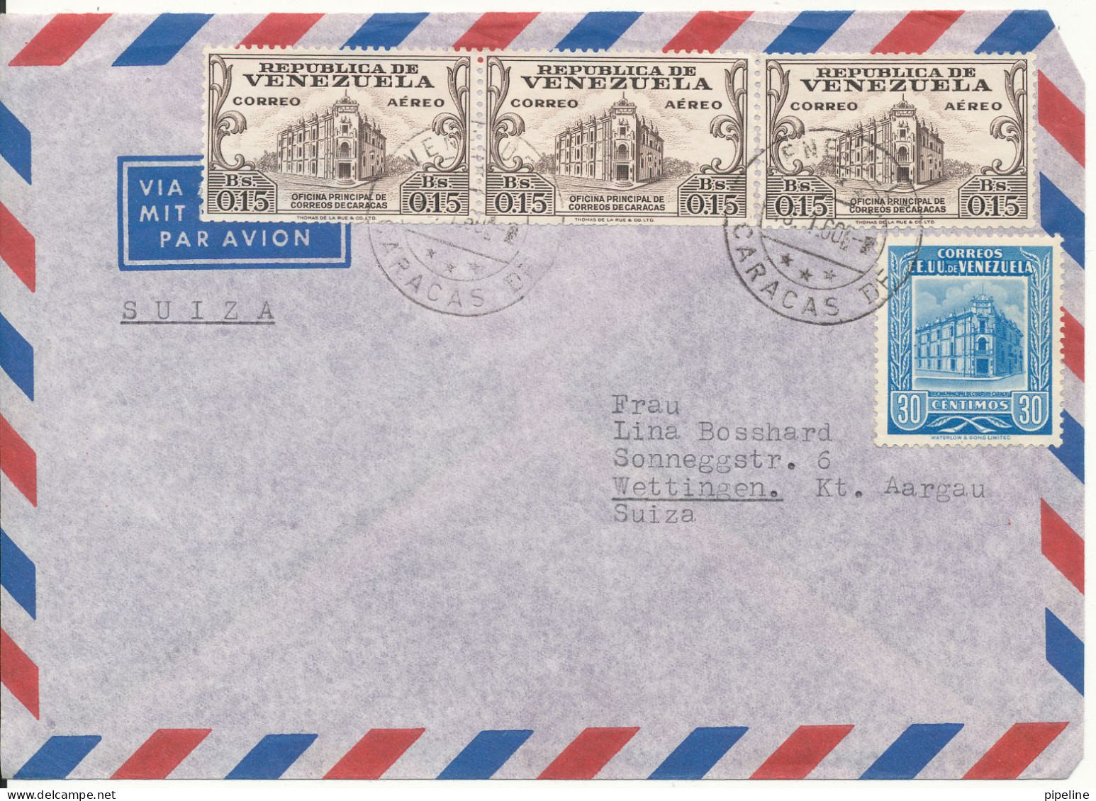 Venezuela Air Mail Cover Sent To Switzerland 18-1-1960 Topic Stamps The Flap On The Backside Of The Cover Is Missing - Venezuela