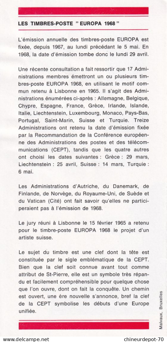 Administration Des Postes Belge émission D'une Série De Timbres Poste Spéciaux  N°5 1968 édité En Français - Cartas & Documentos