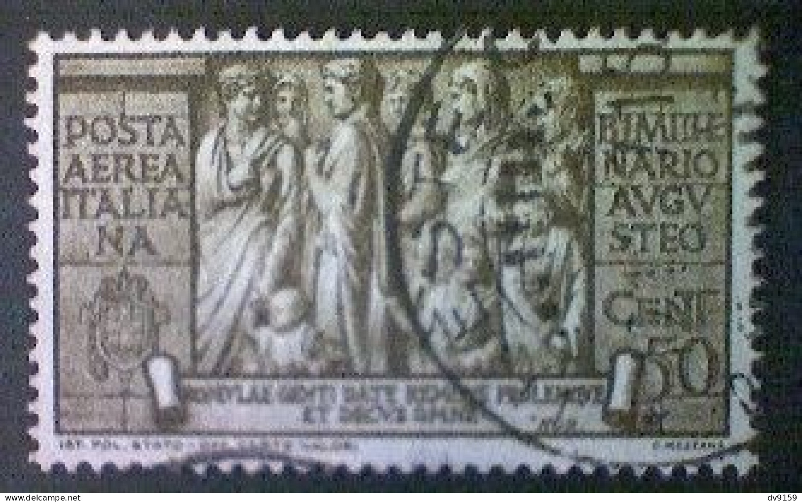 Italy, Scott #C96, Used (o), 1937, Charity Issue, Augustus: Robust Population, 50cts, Olive Brown - Luftpost