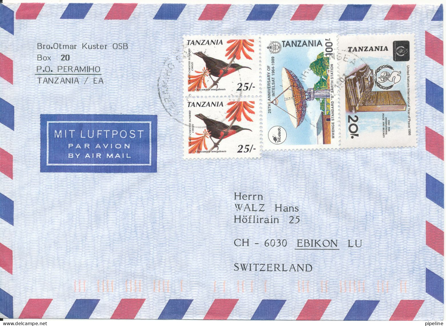 Tanzania Air Mail Cover Sent To Switzerland 1993 Topic Stamps - Tansania (1964-...)