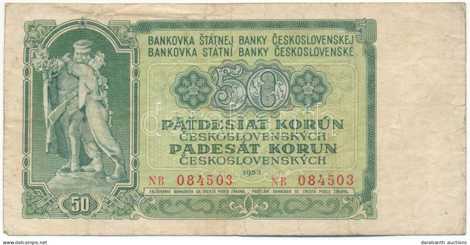 Csehszlovákia 1953. 50K T:F Czechoslovakia 1953. 50 Korun C:F Krause P#85 - Ohne Zuordnung