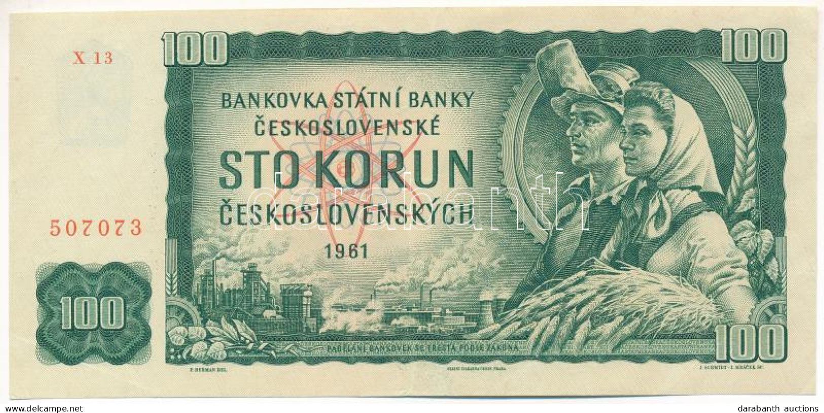 Csehszlovákia 1961. 100K T:F Szép Papír Czechoslovakia 1961. 100 Korun C:F Fine Paper Krause P#91 - Sin Clasificación